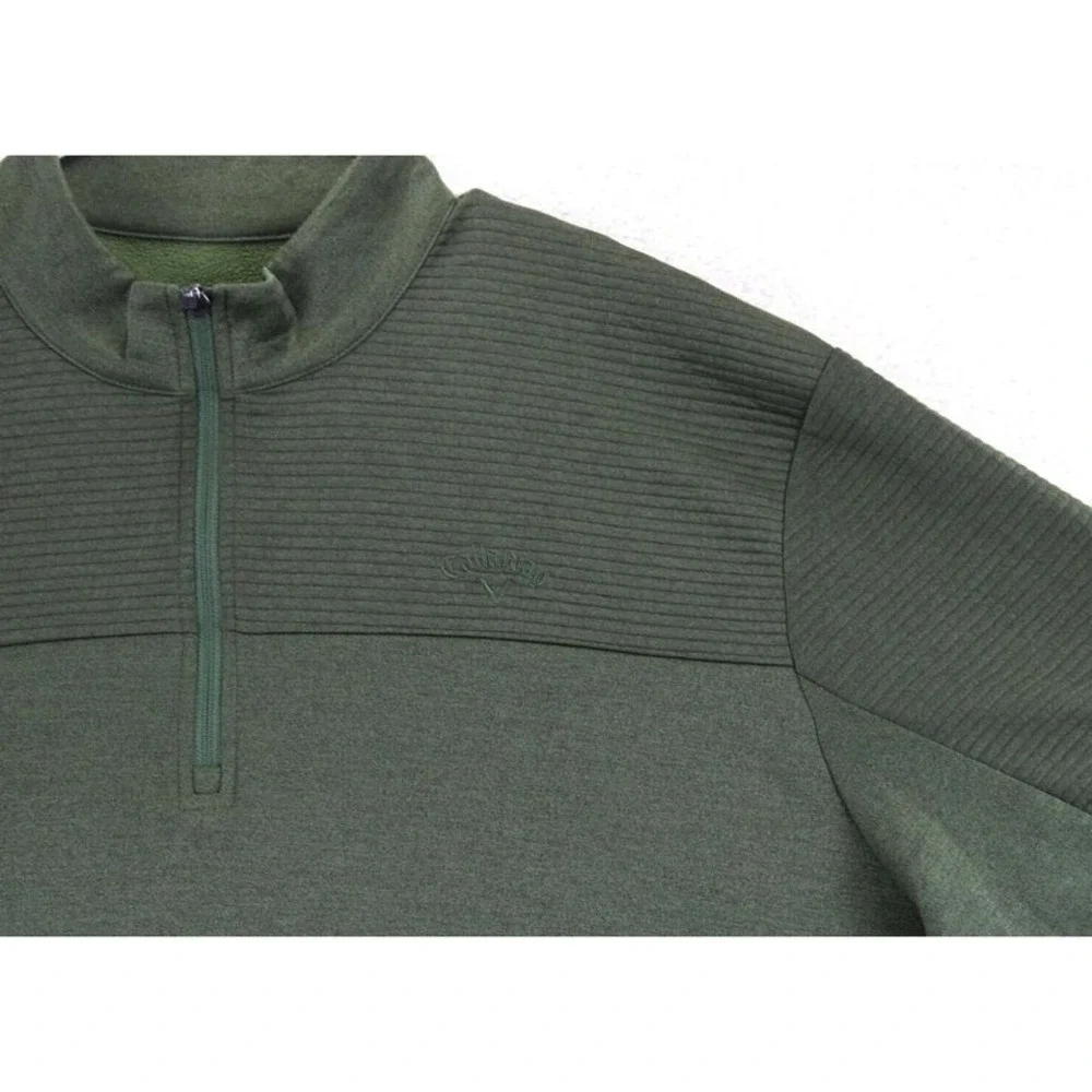 Callaway Men's Green‎ Quarter Zip Pullover Long Sleeve Textured Golf Shirt XXL